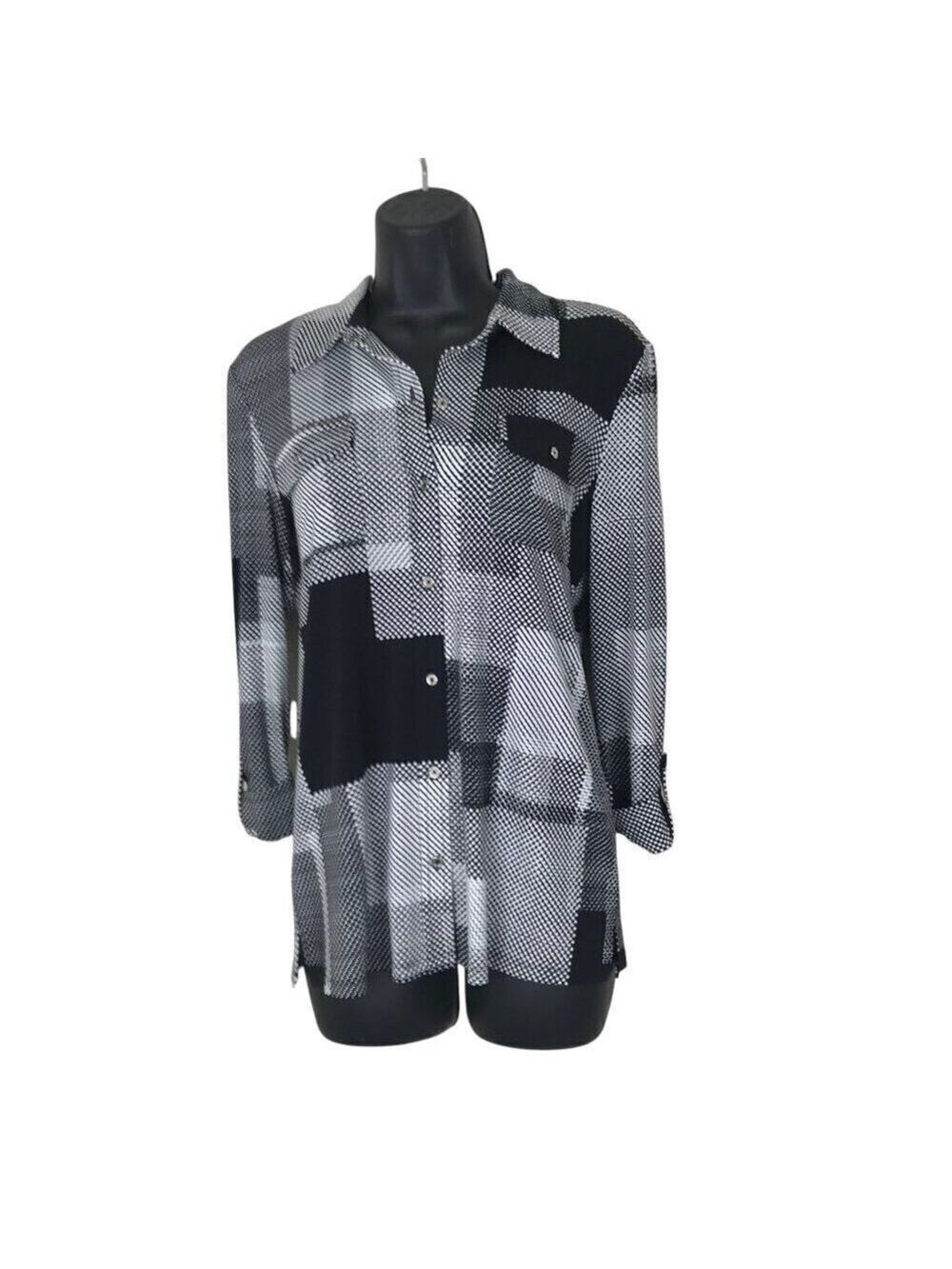 Karl Lagerfeld Stunning Black & White Button Down Shirt Size S